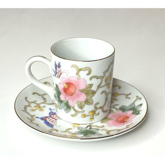 VTG Empress OTAGIRI Demitasse TEA CUP & SAUCER SET Floral Butterfly Adult Kids - Picture 3 of 7